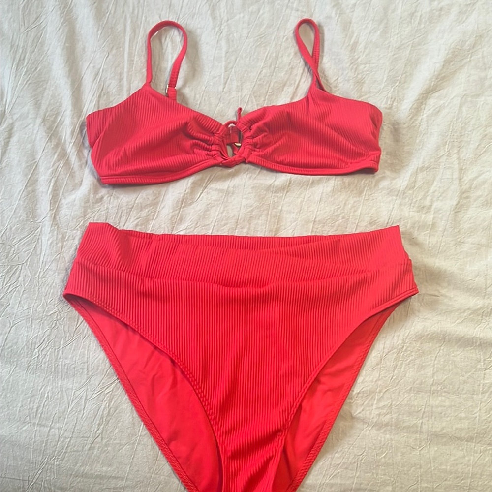 Hollister Red Ribbed Bikini